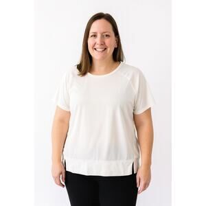 Stylus Ivory Short Sleeve Blouse Women's Size Large NWOT